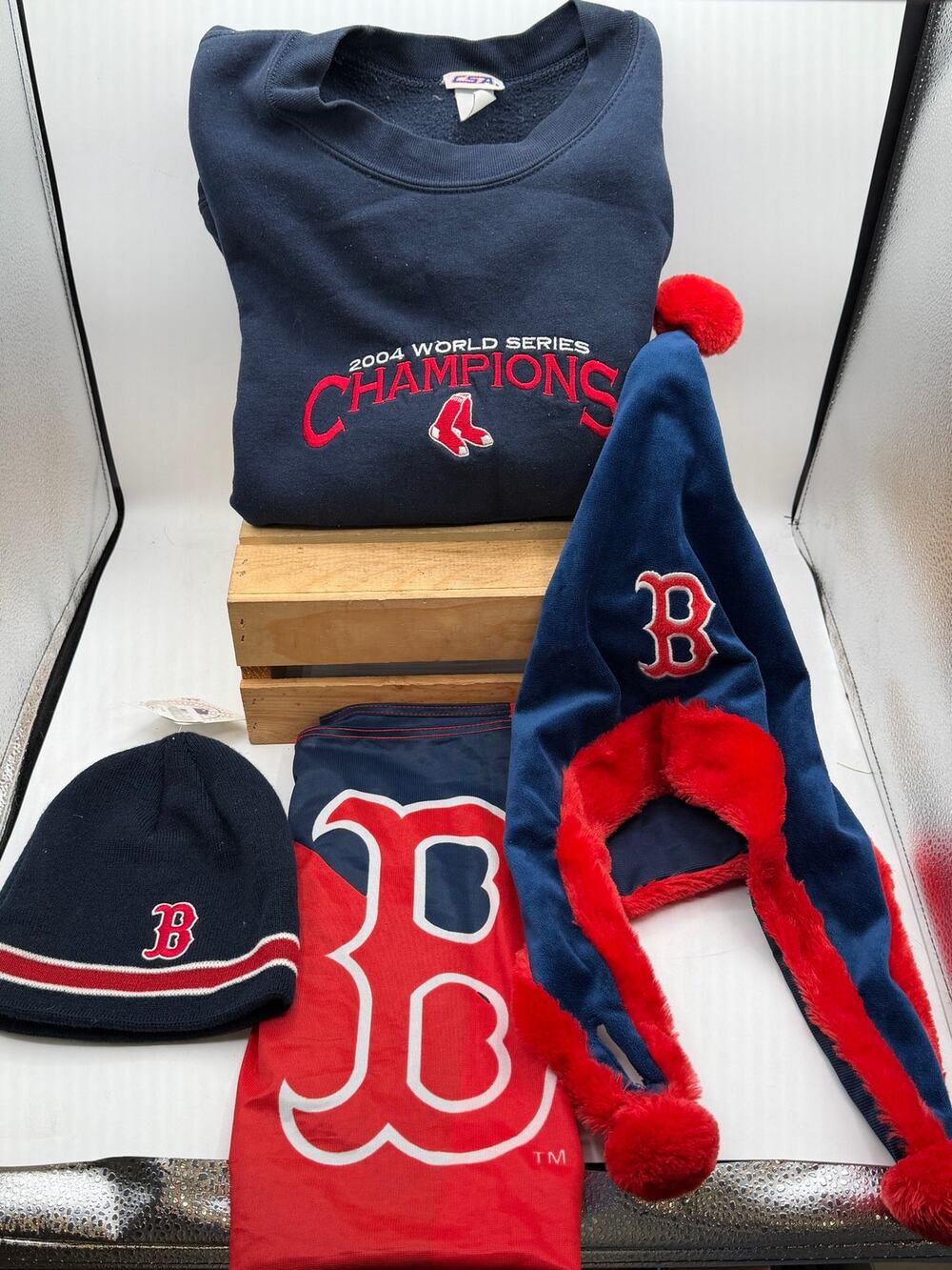 Boston Red Sox 4-Piece Fan Gear & Memorabilia Bundle - Hats, etc